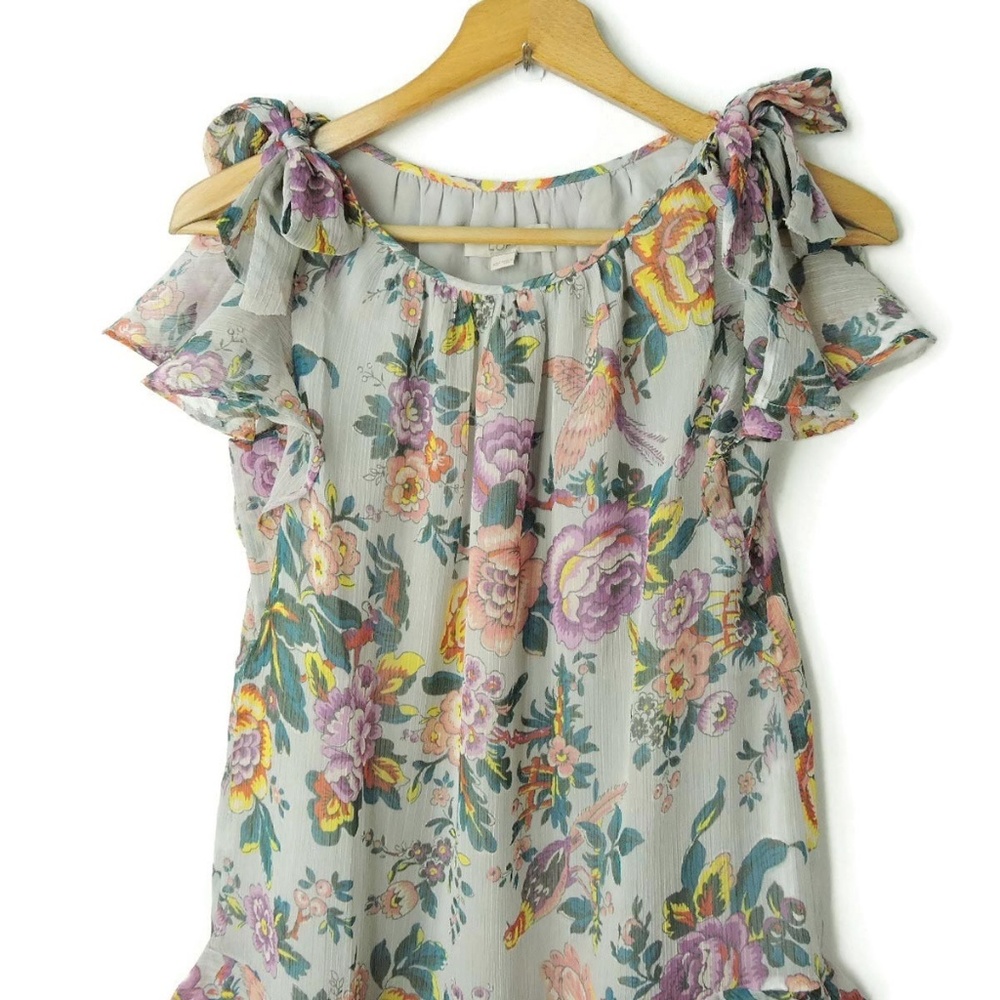 Ann Taylor Flounce Ruffle floral romantic dress_4
